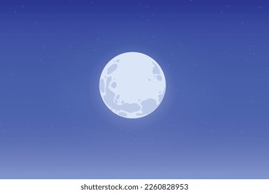 moon and stars. starry blue gradient sky and beautiful bright moon. vector illustration. space