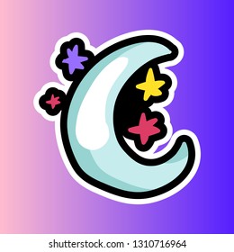 Moon and stars stitched frame illustration
