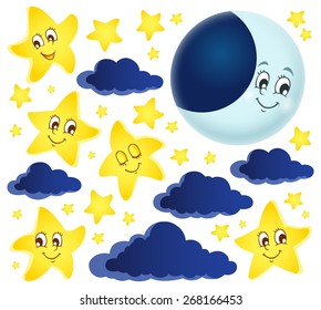 Colección de temas de lunas y estrellas 1 - ilustración vectorial eps10.