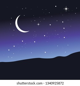 moon and stars, vector background