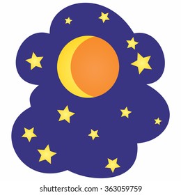 moon and stars vector cartoon