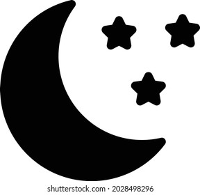 moon stars vector glyph flat icon