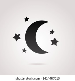 Moon and stars vector icon. 