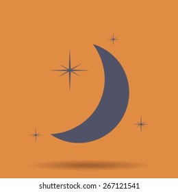 Moon & stars. vector icon