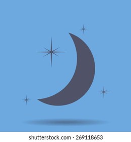 Moon & stars. vector icon