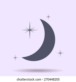 Moon & stars. vector icon