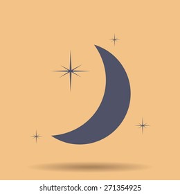 Moon & stars. vector icon