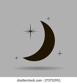 Moon & stars. vector icon