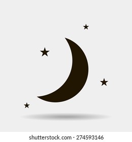 Moon & stars. vector icon