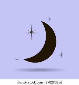 Moon & stars. vector icon