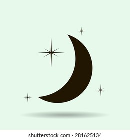 Moon & stars. vector icon