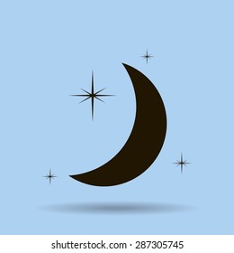 Moon & stars. vector icon