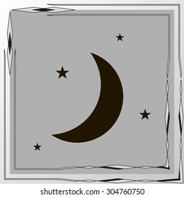 Moon and stars. vector icon
