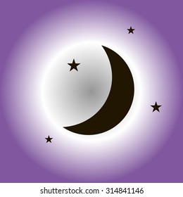 Moon & stars. vector icon