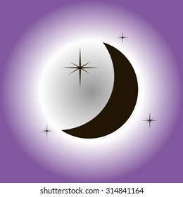 Moon & stars. vector icon