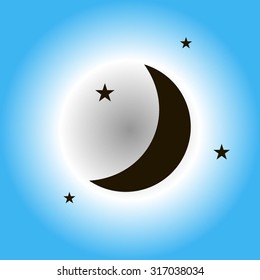 Moon & stars. vector icon