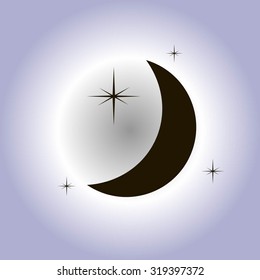 Moon & stars. vector icon