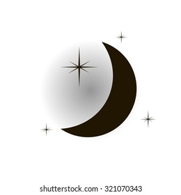 Moon & stars. vector icon