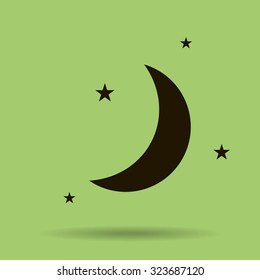 Moon & stars. vector icon