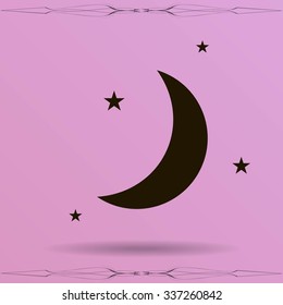 Moon & stars. vector icon