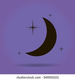 Moon & stars. vector icon