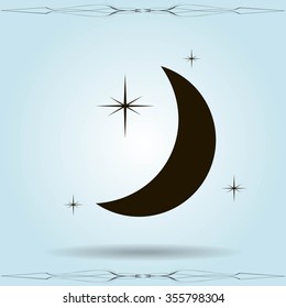 Moon & stars. vector icon