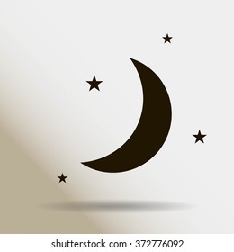 Moon & stars. vector icon