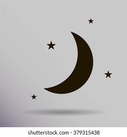 Moon & stars. vector icon