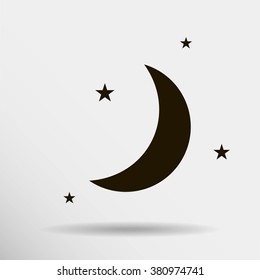 Moon & stars. vector icon