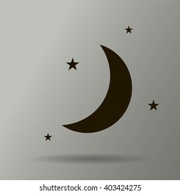 Moon & stars. vector icon