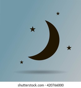 Moon & stars. vector icon