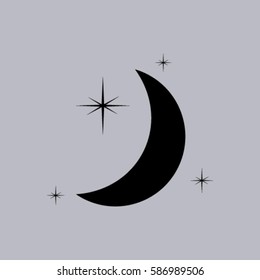 Moon & stars. vector icon