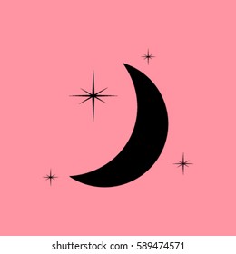 Moon & stars. vector icon