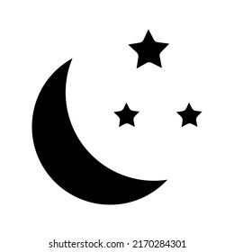 Moon and stars vector icon color editable