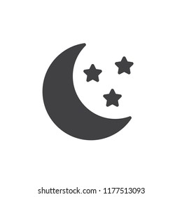 Moon and stars vector icon. filled flat sign for mobile concept and web design. Night solid icon. Symbol, logo illustration. Pixel perfect vector graphics