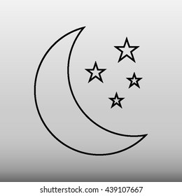 Moon with Stars Vector Icon Illustration