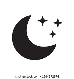 Moon and stars vector icon on background, night icon.