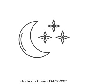 Icono del vector de la luna y las estrellas sobre fondo blanco aislado.
