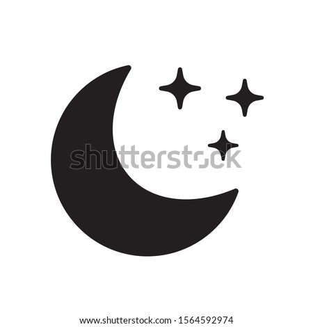 Moon and stars vector icon on background, night icon.