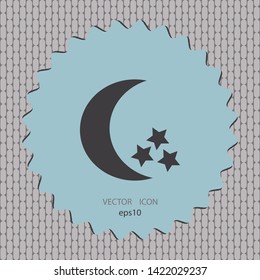 Moon and stars, vector icon, web design element