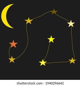 Moon and stars vector illustration