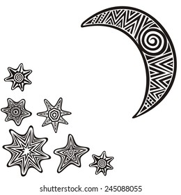 Moon and stars vector illustration