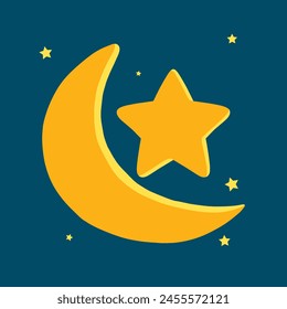 Moon And Stars Vector Illustration Design