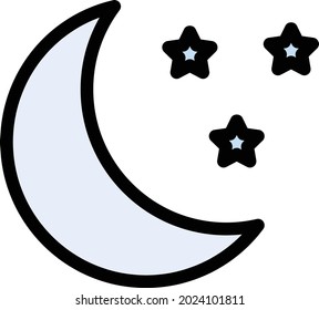 moon stars vector line colour icon