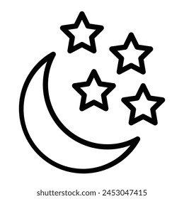 Moon And Stars Vector Line Icon Design