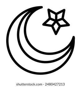 moon and stars Vector Line Icon Design