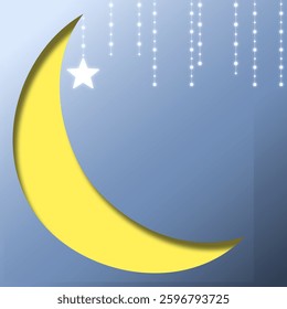 Moon and stars. Vector paper-art
