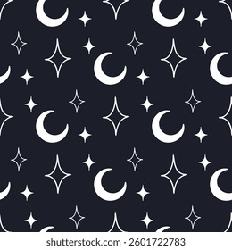 Moon and stars  vector pattern design