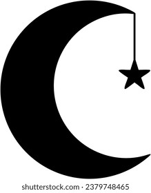 Moon and Stars Vector Silhouette
