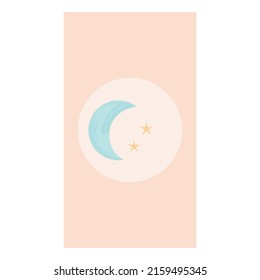 the moon and stars are watercolor. icons for social networks. moments, current stories, covers. vector illustration. template by layers for your project.